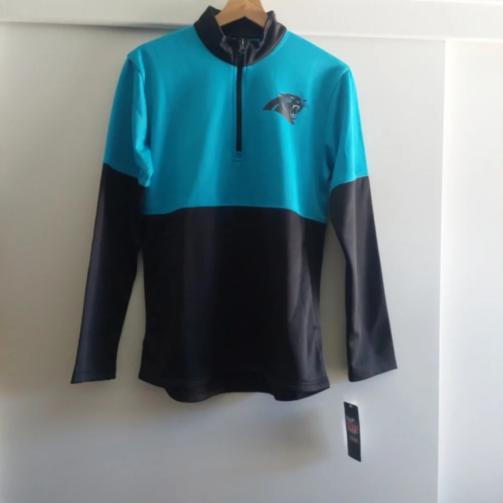 New* Carolina Panthers Performance Youth XL Quarter Longsleeve Colorblock New